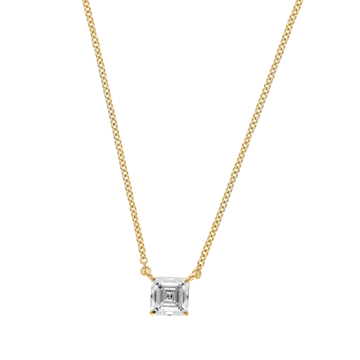 Peace Jewelers 14K Gold Asscher-Cut Lab-Grown Diamond Solitaire Necklace