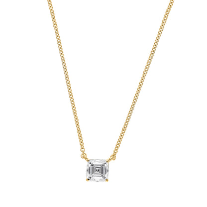Peace Jewelers 14K Gold Asscher-Cut Lab-Grown Diamond Solitaire Necklace
