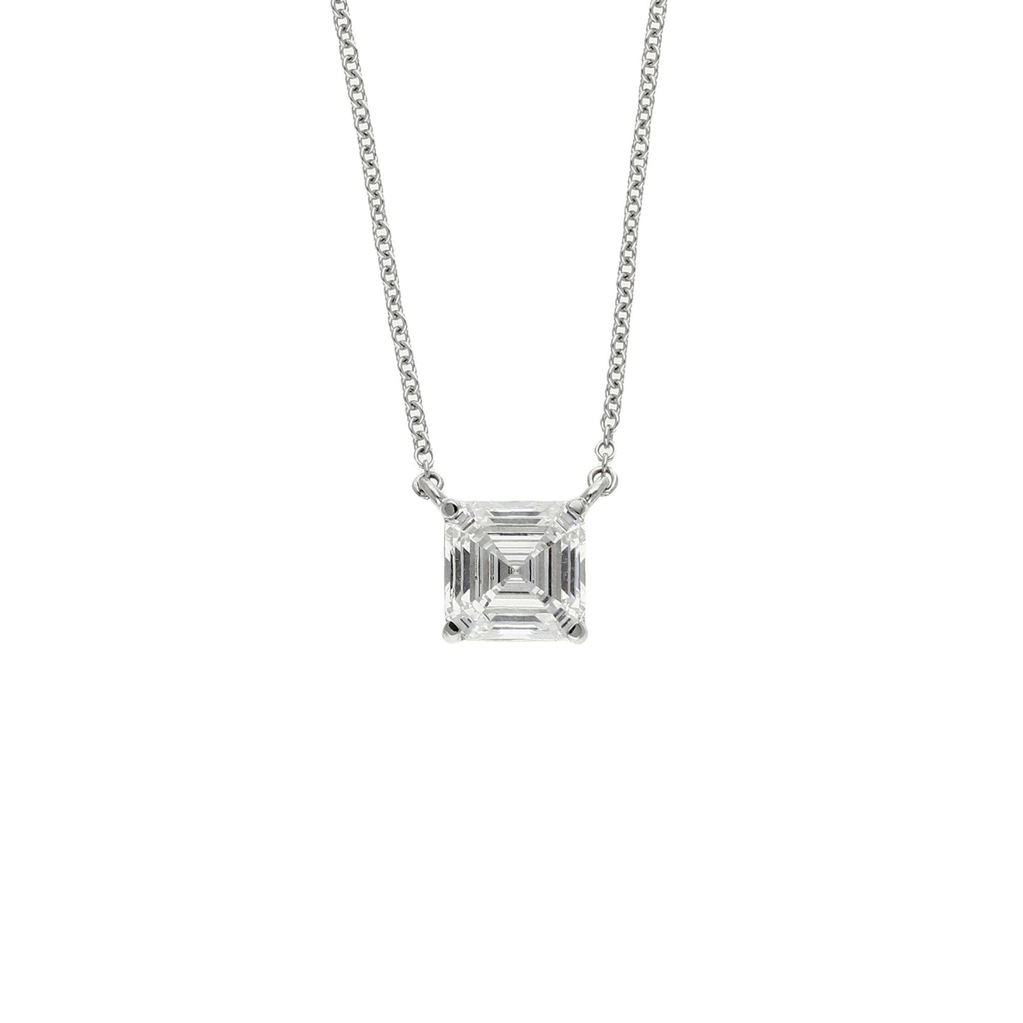 Peace Jewelers 14K Gold Asscher-Cut Lab-Grown Diamond Solitaire Necklace