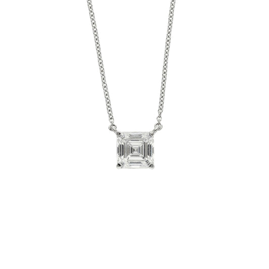Peace Jewelers 14K Gold Asscher-Cut Lab-Grown Diamond Solitaire Necklace