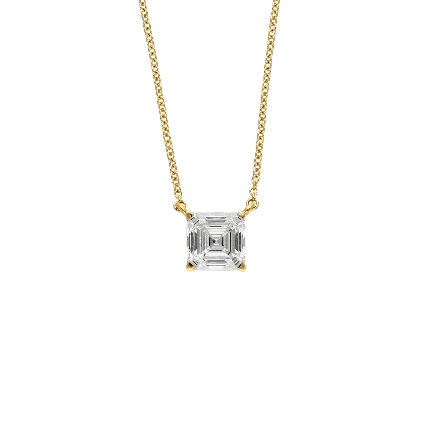 Peace Jewelers 14K Gold Asscher-Cut Lab-Grown Diamond Solitaire Necklace
