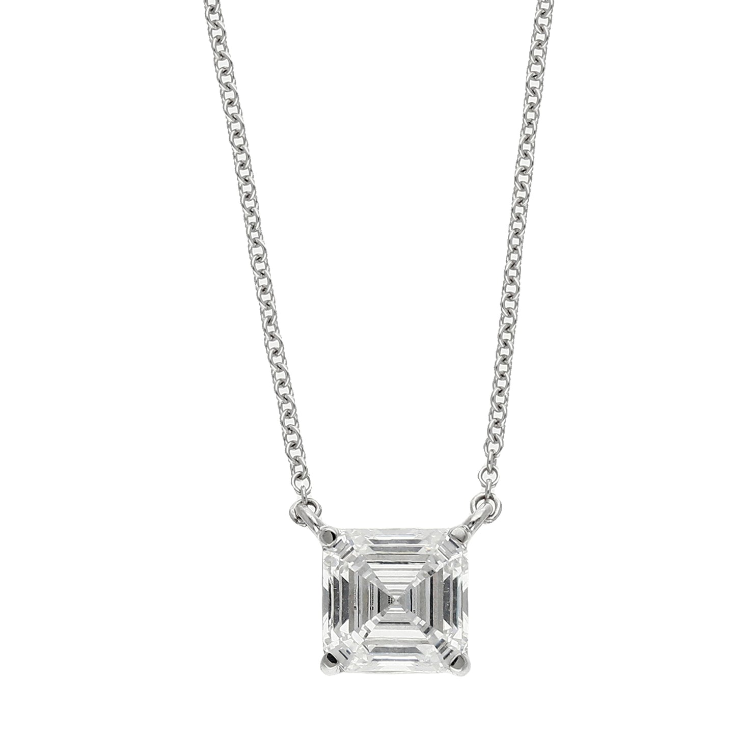 Peace Jewelers 14K Gold Asscher-Cut Lab-Grown Diamond Solitaire Necklace