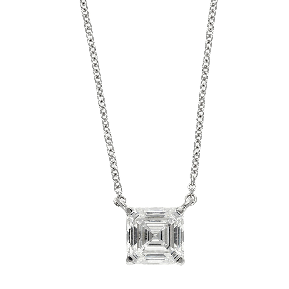 Peace Jewelers 14K Gold Asscher-Cut Lab-Grown Diamond Solitaire Necklace