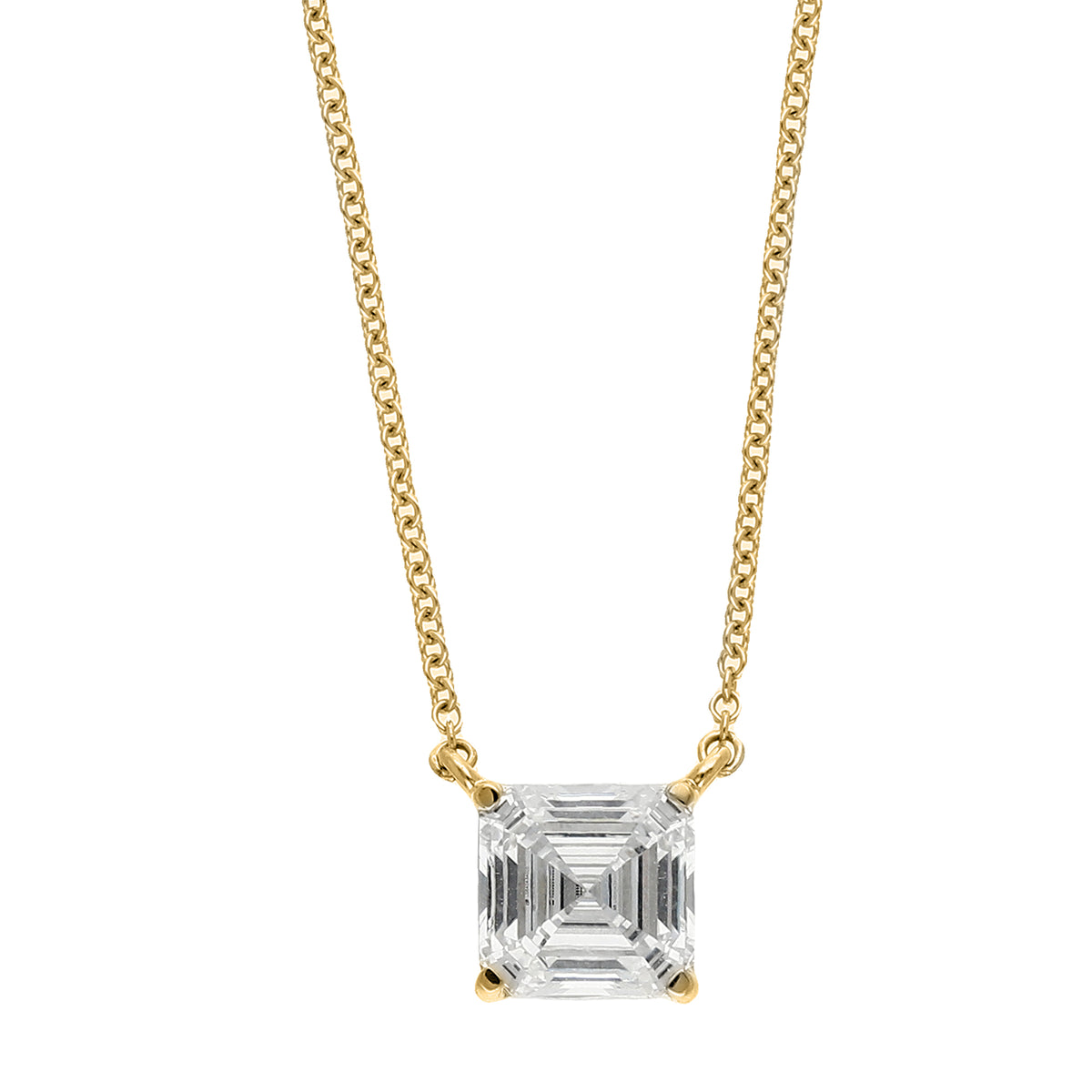 Peace Jewelers 14K Gold Asscher-Cut Lab-Grown Diamond Solitaire Necklace