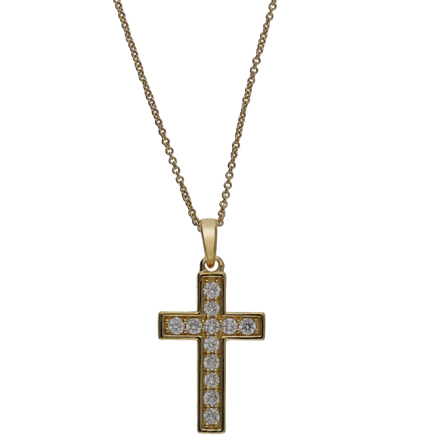 Peace Jewelers Sterling Silver 0.50ctw Lab-Grown Diamond Cross Pendant with Chain
