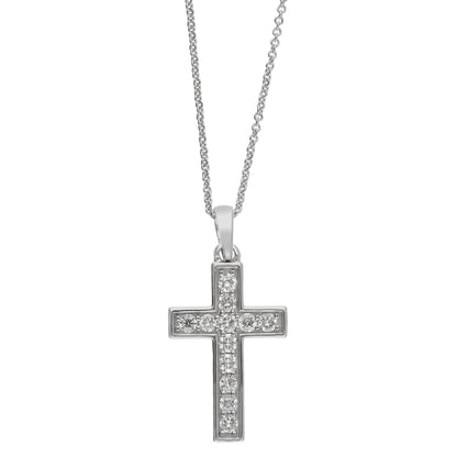 Peace Jewelers Sterling Silver 0.50ctw Lab-Grown Diamond Cross Pendant with Chain