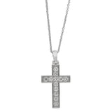 Peace Jewelers Sterling Silver 0.50ctw Lab-Grown Diamond Cross Pendant with Chain