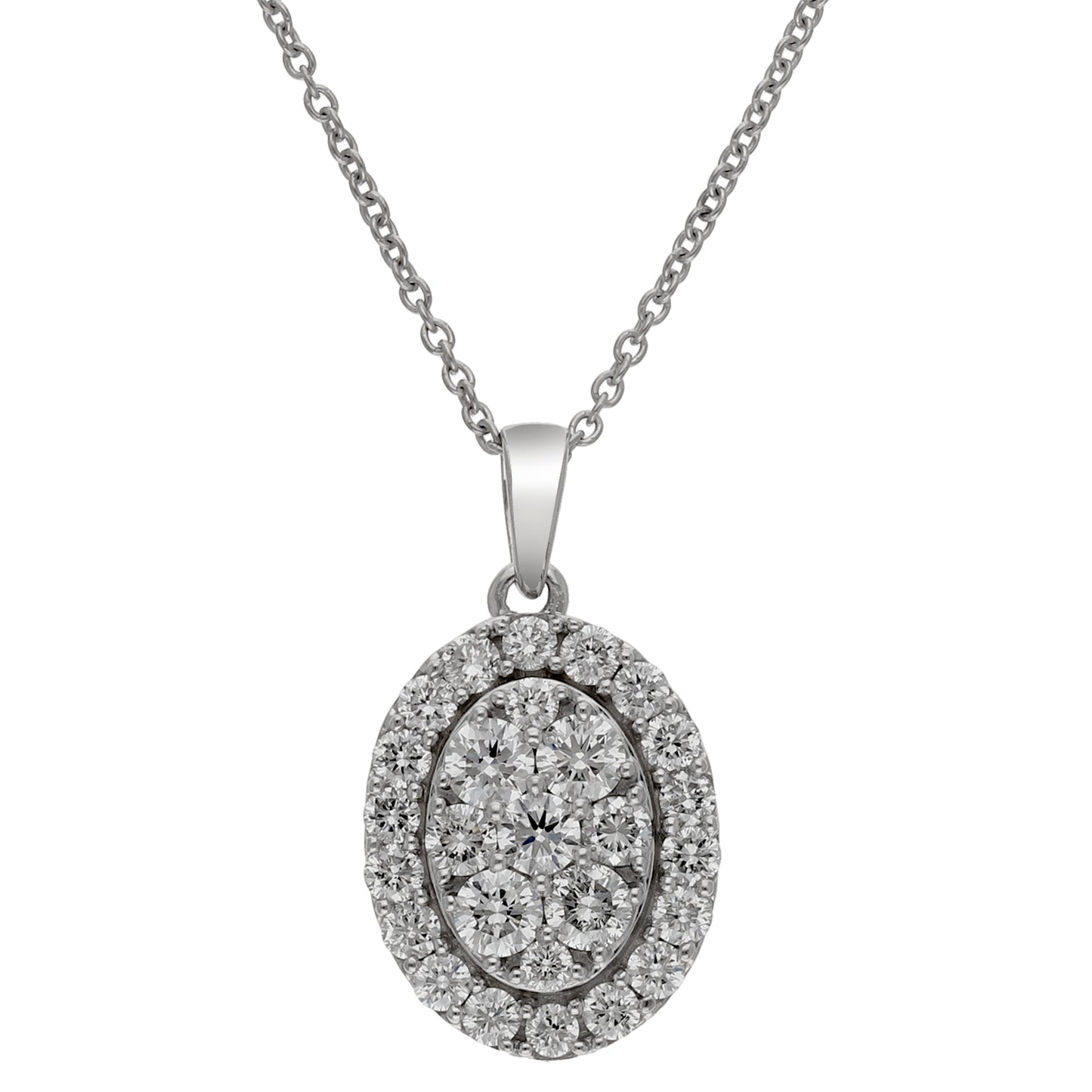 Peace Jewelers Sterling Silver 1.45ctw Lab-Grown Diamond Pave Pendant with Chain