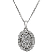 Peace Jewelers Sterling Silver 1.45ctw Lab-Grown Diamond Pave Pendant with Chain