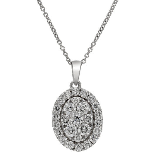 Peace Jewelers Sterling Silver 1.45ctw Lab-Grown Diamond Pave Pendant with Chain