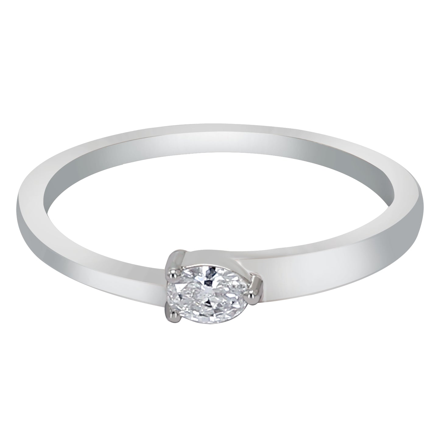 Peace Jewelers 14K Gold 0.14ctw Lab-Grown Diamond Pear Solitaire East-West Band Ring