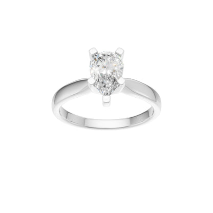 Peace Jewelers 14K Gold Pear Shaped Lab-Grown Diamond Solitaire Ring