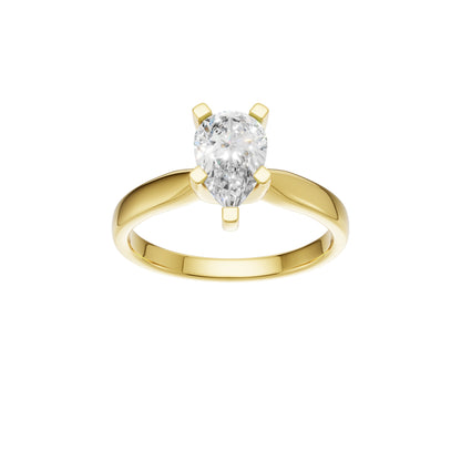 Peace Jewelers 14K Gold Pear Shaped Lab-Grown Diamond Solitaire Ring