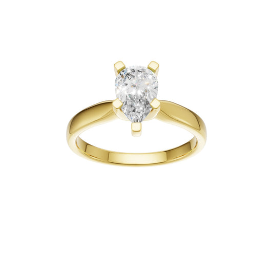 Peace Jewelers 14K Gold Pear Shaped Lab-Grown Diamond Solitaire Ring