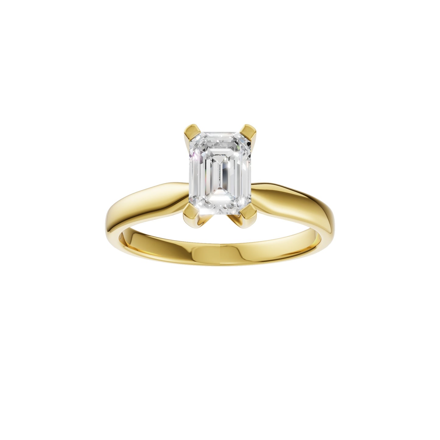 Peace Jewelers 14K Gold Emerald-Cut Lab-Grown Diamond Solitaire Ring