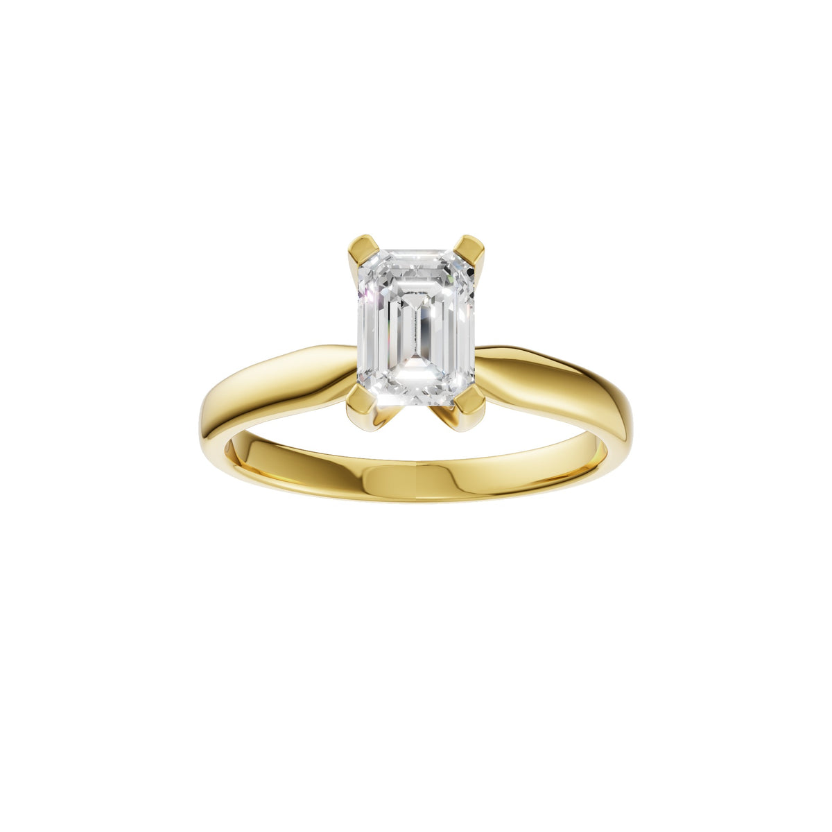 Peace Jewelers 14K Gold Emerald-Cut Lab-Grown Diamond Solitaire Ring