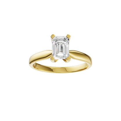 Peace Jewelers 14K Gold Emerald-Cut Lab-Grown Diamond Solitaire Ring