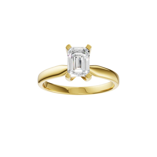 Peace Jewelers 14K Gold Emerald-Cut Lab-Grown Diamond Solitaire Ring