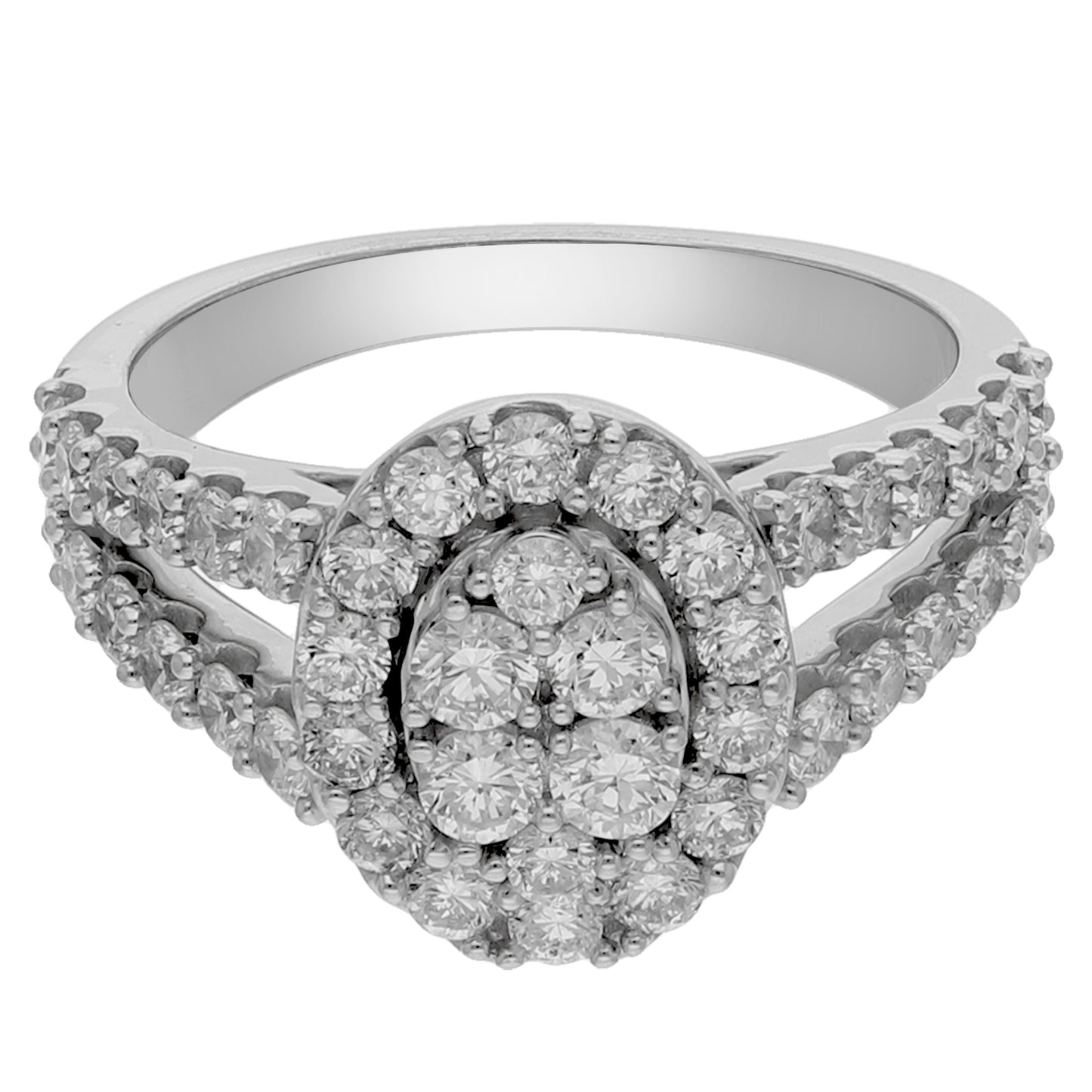 Peace Jewelers Sterling Silver 1.45ctw Lab-Grown Diamond Pave Halo Ring