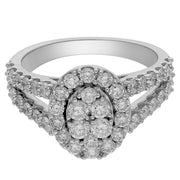 Peace Jewelers Sterling Silver 1.45ctw Lab-Grown Diamond Pave Halo Ring