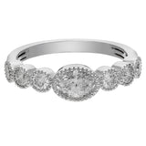 Peace Jewelers Sterling Silver 0.95ctw Oval & Round Lab-Grown Diamond Milgrain Ring