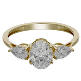 Peace Jewelers 14K Gold 1.45ctw Oval & Pear 3-Stone Lab-Grown Diamond Ring
