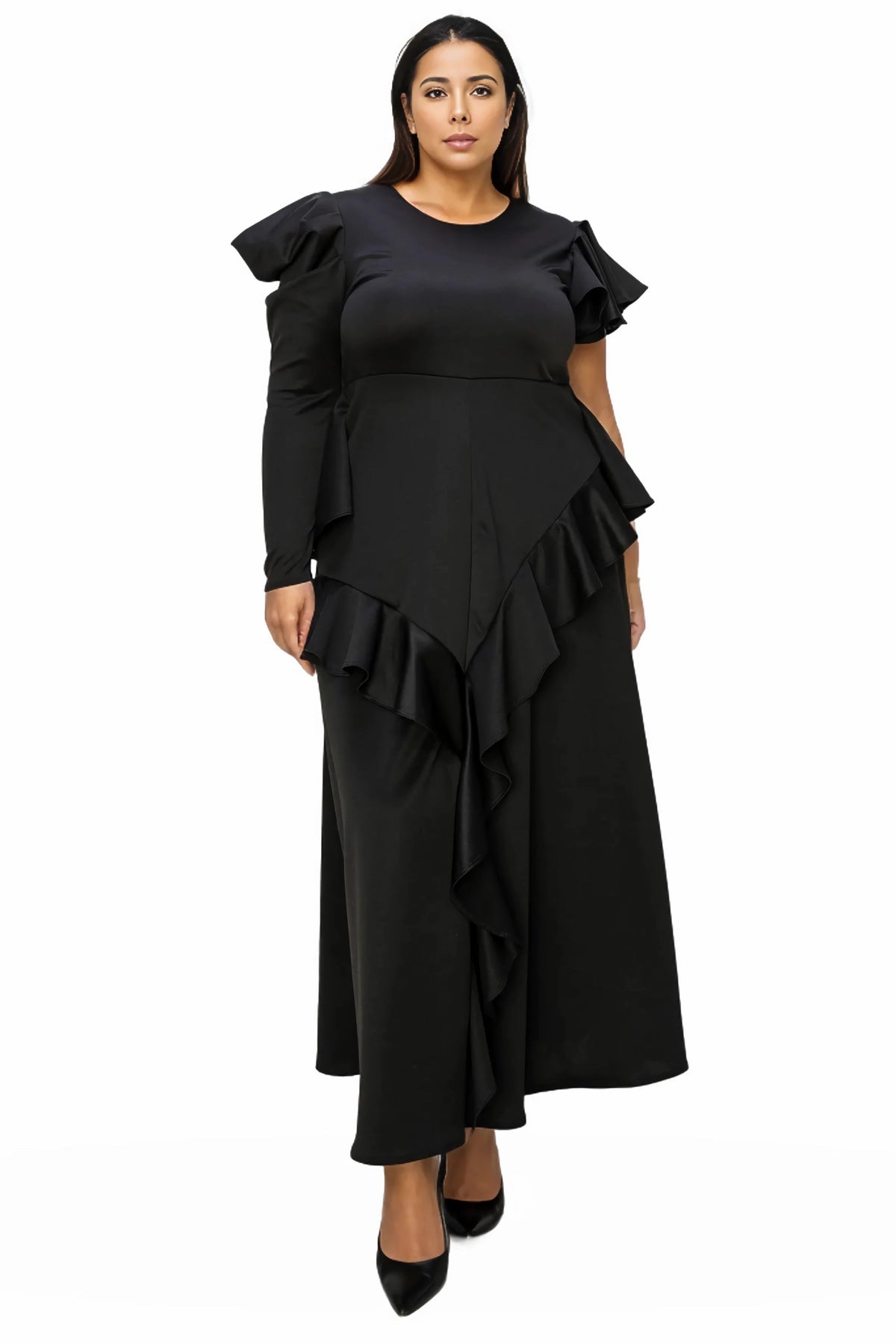 L I V D Women's Plus Size Vivienne Ruffled Maxi Dress