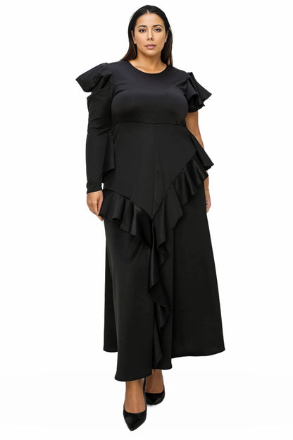 L I V D Women's Plus Size Vivienne Ruffled Maxi Dress