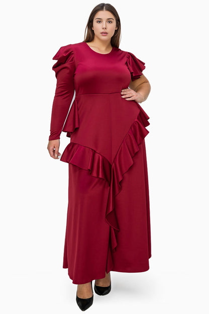 L I V D Women's Plus Size Vivienne Ruffled Maxi Dress