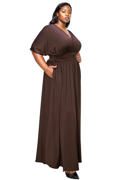 L I V D Women's Plus Size Raffi Empire Waist Pocket Maxi Dress