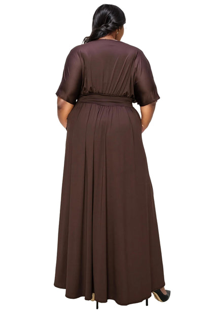 L I V D Women's Plus Size Raffi Empire Waist Pocket Maxi Dress