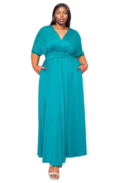 L I V D Women's Plus Size Raffi Empire Waist Pocket Maxi Dress