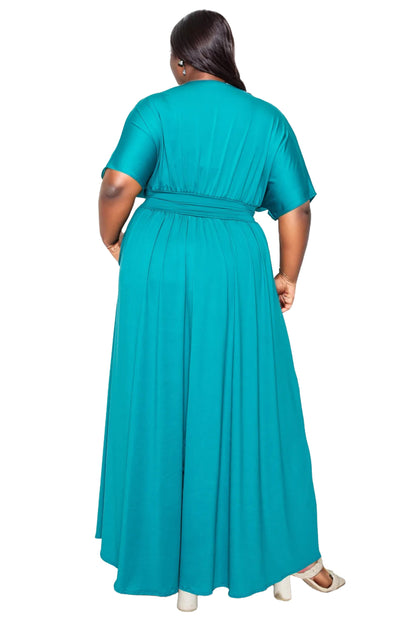 L I V D Women's Plus Size Raffi Empire Waist Pocket Maxi Dress