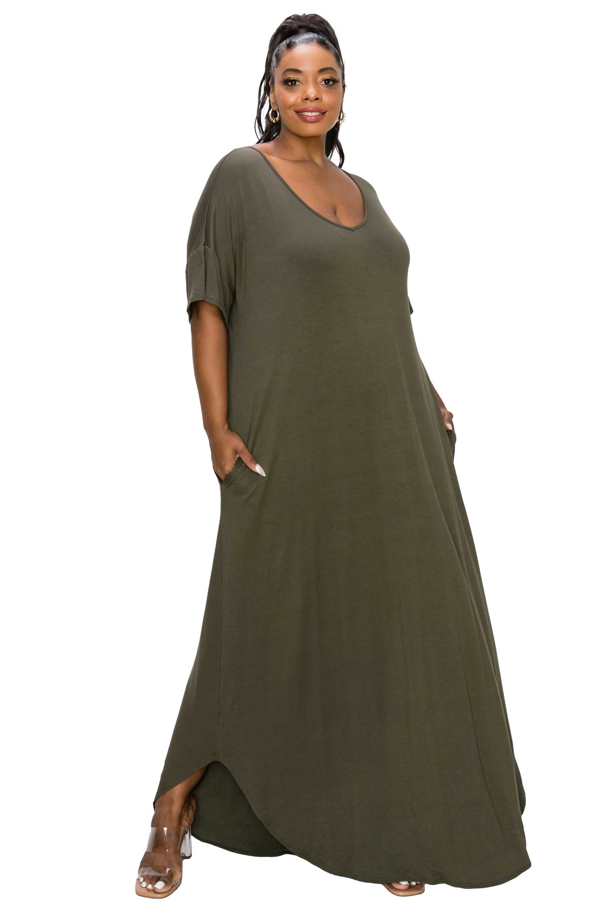 L I V D Women's Plus Size Scarlett Maxi Pocket Dress