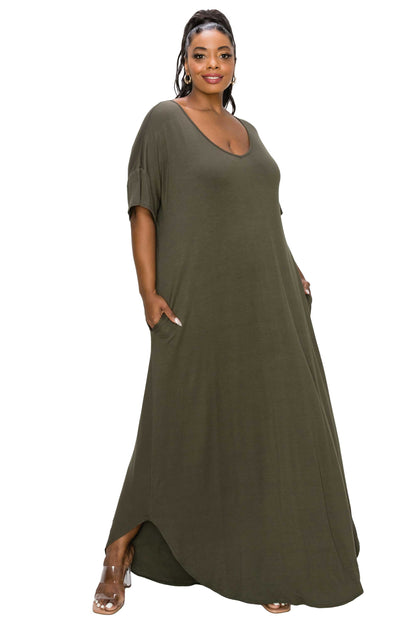 L I V D Women's Plus Size Scarlett Maxi Pocket Dress