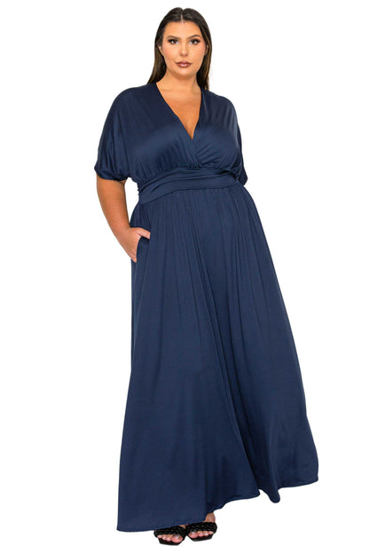 L I V D Women's Plus Size Raffi Empire Waist Pocket Maxi Dress