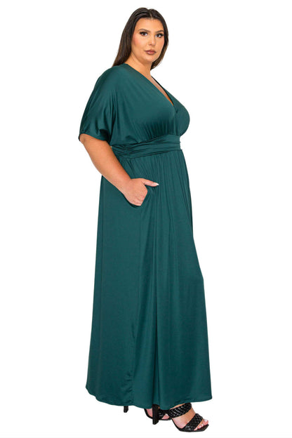 L I V D Women's Plus Size Raffi Empire Waist Pocket Maxi Dress