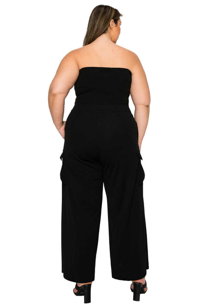 L I V D Women's Plus Size Yumi Sleeveless Cargo Jumpsuit