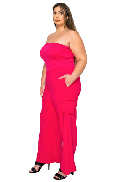 L I V D Women's Plus Size Yumi Sleeveless Cargo Jumpsuit