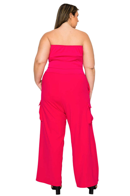 L I V D Women's Plus Size Yumi Sleeveless Cargo Jumpsuit