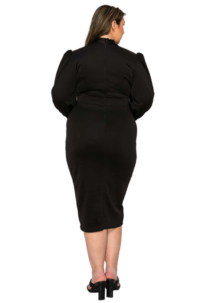 L I V D Women's Plus Size Anastasia Tie Neck Dress