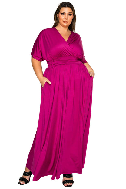 L I V D Women's Plus Size Raffi Empire Waist Pocket Maxi Dress