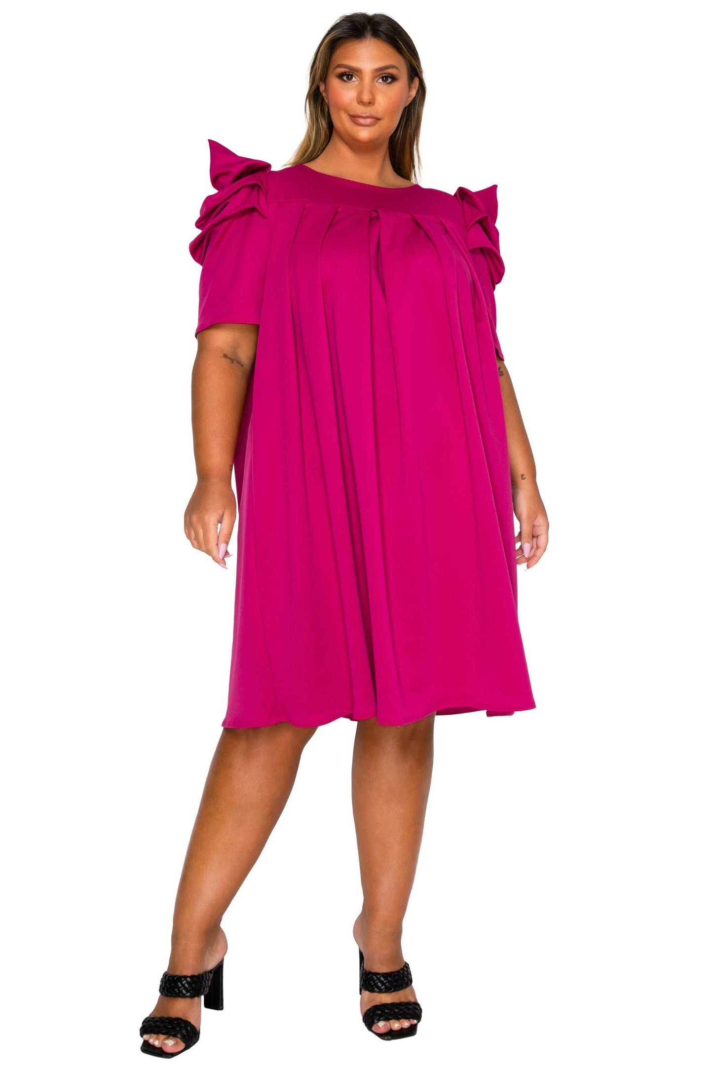 L I V D Women's Plus Size Zaya Pleated Swing Dress