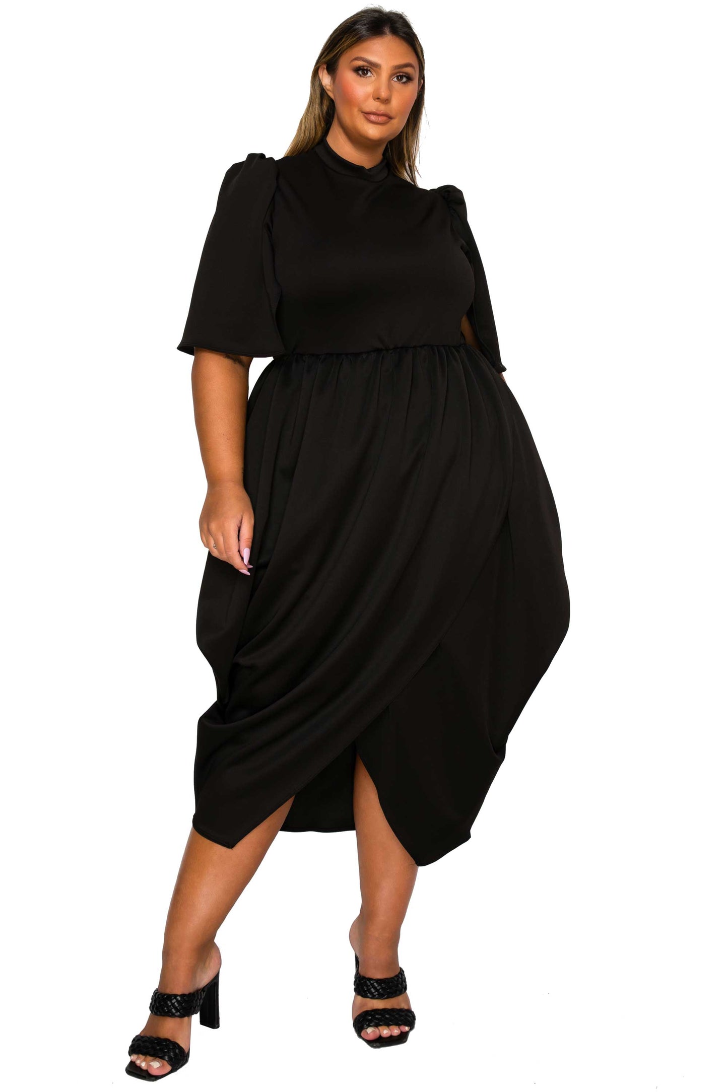 L I V D Women's Plus Size Aesira Tulip Hem Pocket Dress