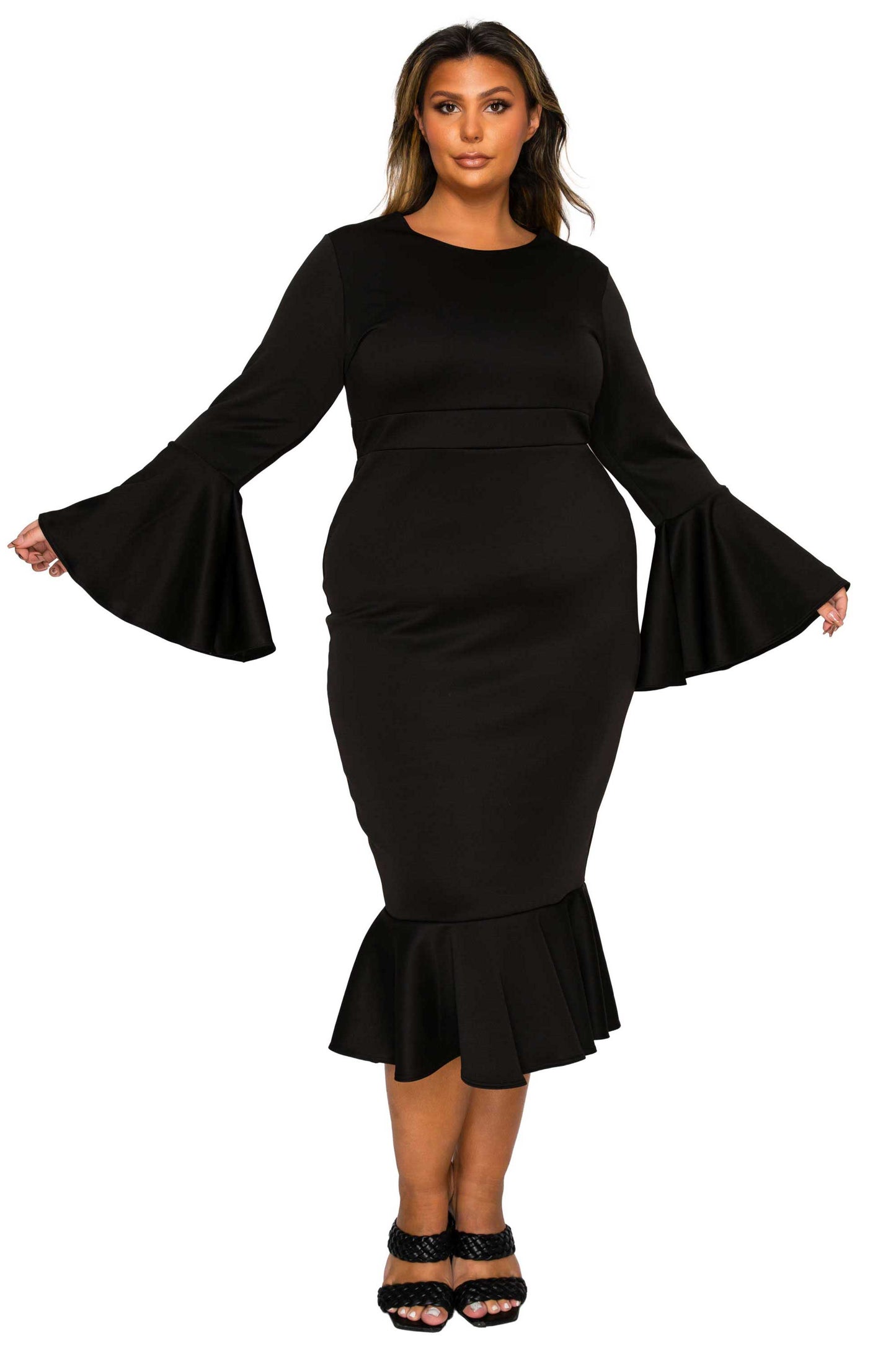 L I V D Women's Plus Size Sabrina Mermaid Hem Dress