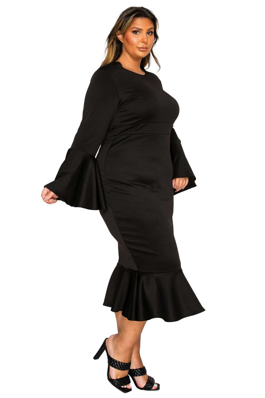 L I V D Women's Plus Size Sabrina Mermaid Hem Dress