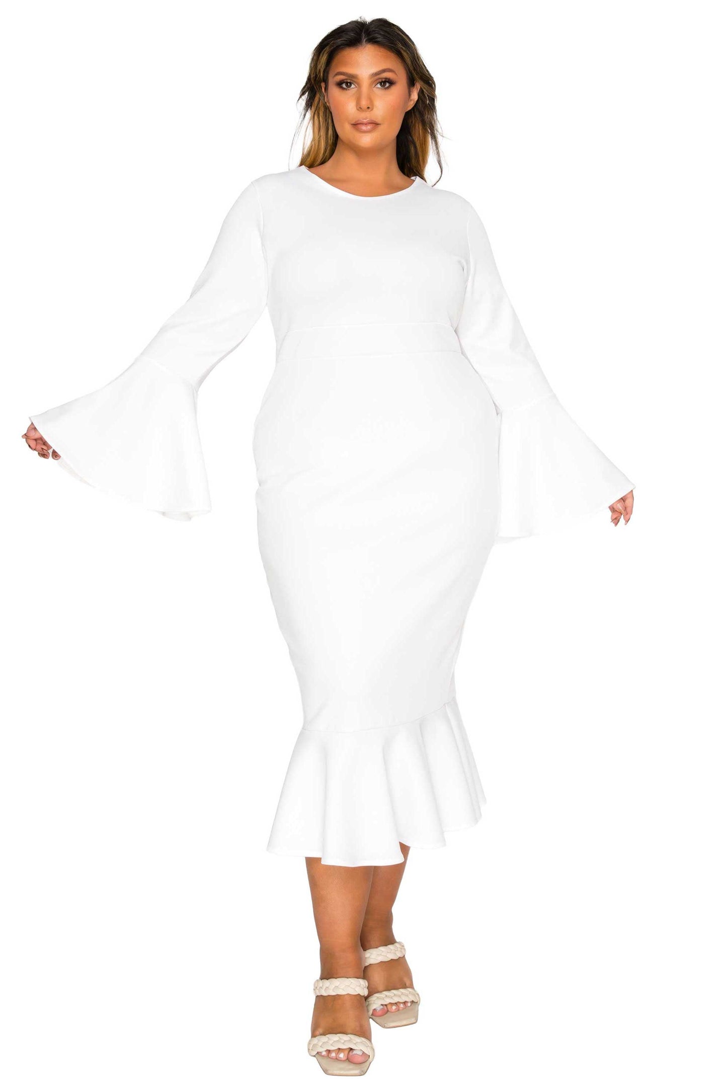 L I V D Women's Plus Size Sabrina Mermaid Hem Dress