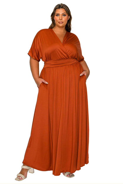 L I V D Women's Plus Size Raffi Empire Waist Pocket Maxi Dress