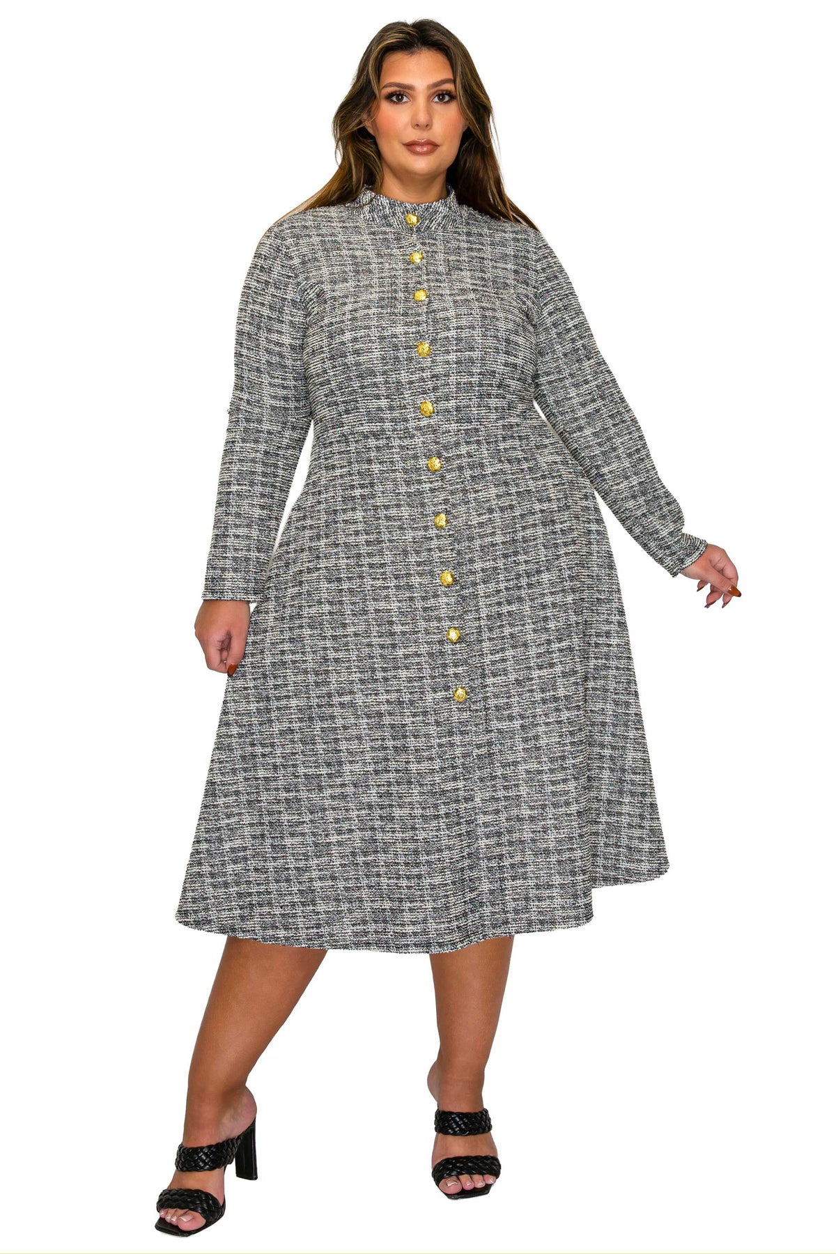 L I V D Women's Plus Size Chelsea Tweed Dress