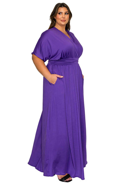 L I V D Women's Plus Size Raffi Empire Waist Pocket Maxi Dress